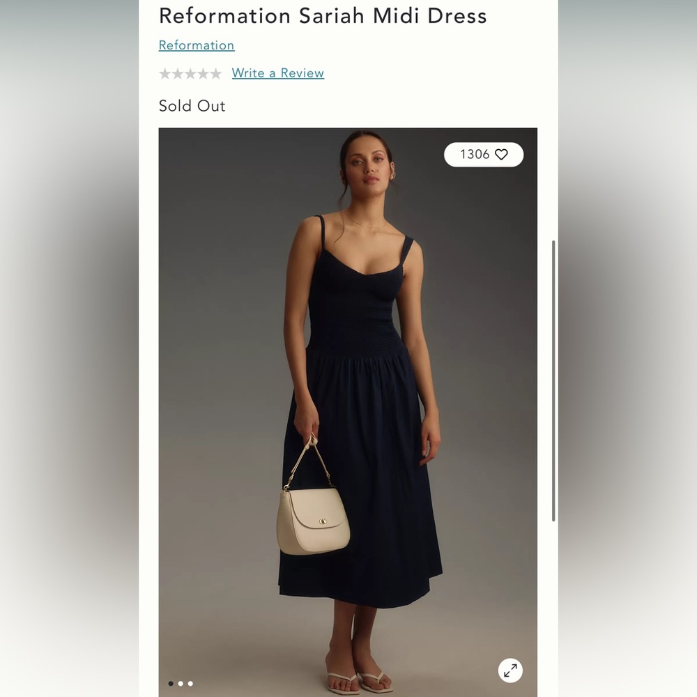 Reformation Sariah Midi Dress Navy